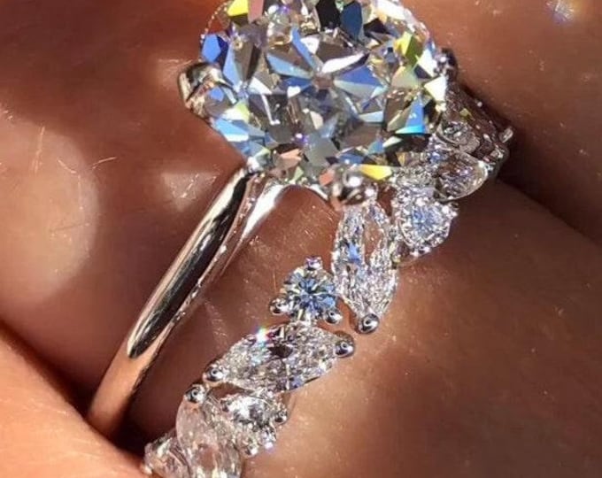 3 CT Old European Round Cut Diamond Engagement With Wedding Band Ring Set 14k Solid Gold Bridal Ring Set Anniversary Gifts Ring For Women