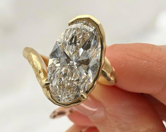 3CT Oval Cut Solitaire Engagement Ring 14k Yellow Gold Wedding Ring Oval Cut Diamond Ring Moissanite Ring Anniversary Ring for Gift