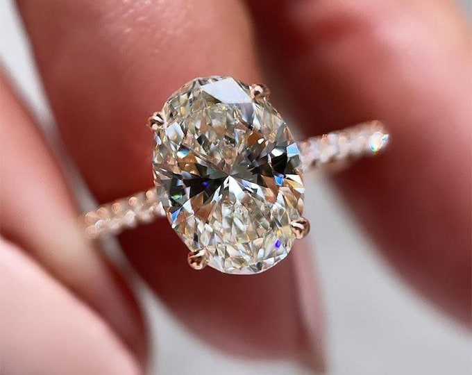 3 CT Oval Moissanite Engagement Ring 14k Solid Gold Ring Oval Cut Wedding Ring Oval Solitaire Ring Anniversary Ring
