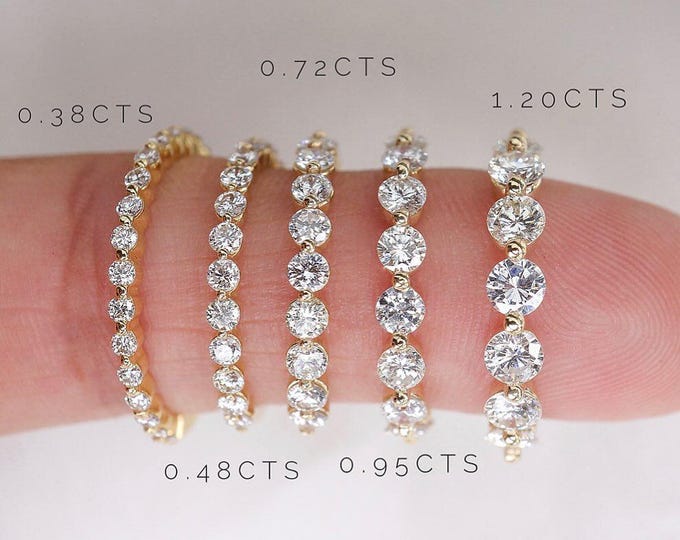 Round Lab Grown Diamond Wedding Band Colorless Full Eternity Band Floating Bubble Band Stackable Band Anniversary Gifts Band For Women