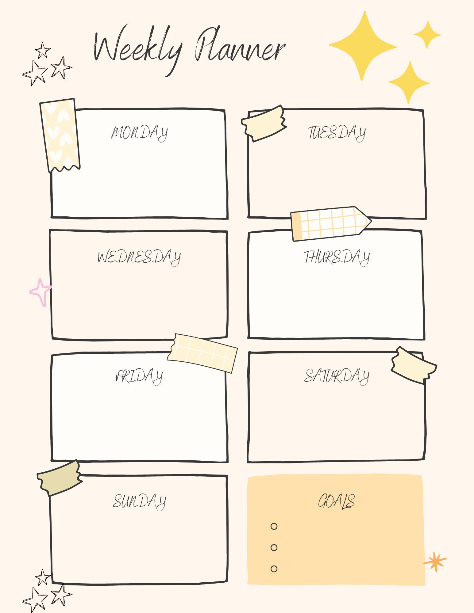 Cute Daily and Weekly Planner | Printable Stationery | Instant Download ...
