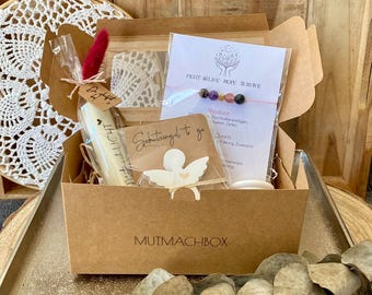 Mutmachbox bei Krebs, Aufmunterung Geschenk bei Krankheit, Mutmachbox mit Schutzengel, Schutzengel to go, Kraftsteinarmband, Fuck Cancer#109