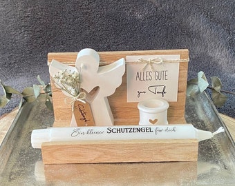 Christening gift, gift for baptism with guardian angel, gift for First Communion, Confirmation, guardian angel with candle and candlestick, customizable #24