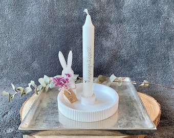 Ostergeschenk Kerzenteller und Osterhase , Geschenk zu Ostern, Osterkerze mit Hase, Kerzenset zu Ostern, kleiner Ostergruß, Osterdeko #O8