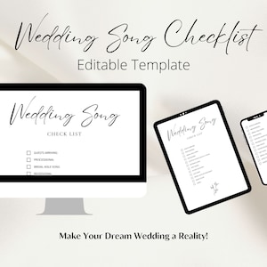 Wedding Song Checklist, Printable Wedding Song List, Wedding Playlist, Wedding Music Planner, Wedding DJ, Wedding Canva Template, Wedding