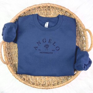 vintage trendy sweatshirt, navy sweatshirt, vintage embroidered, embroidery sweatshirt
