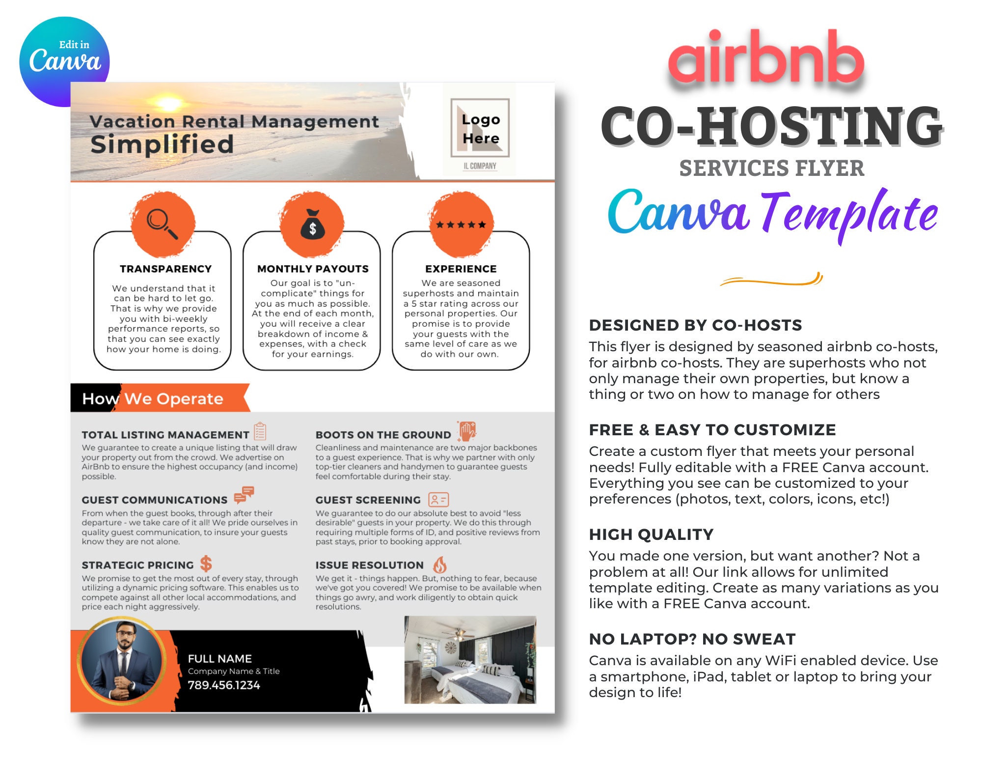 Airbnb Co-hosting Services Flyer Template | Canva Template | Property  Management Flyer Template | Vacation Rental Management | Co-host - Etsy