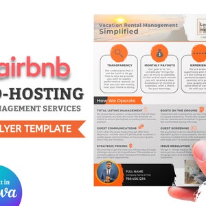 AirBnb Co-Hosting Services Flyer Template | Canva Template | Property Management Flyer Template | Vacation Rental Management | Co-Host