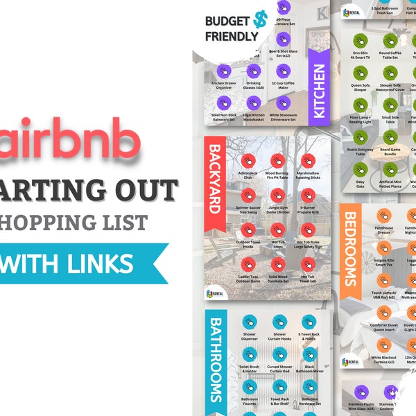 AirBNB Starting Out Shopping List WITH LINKS | Short Term Rental Furnishing List | New Property Shopping Guide | Amazon Product Links | PDF