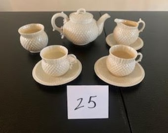 25- Thistle teapot, creamer, sugar, 2cups and saucers