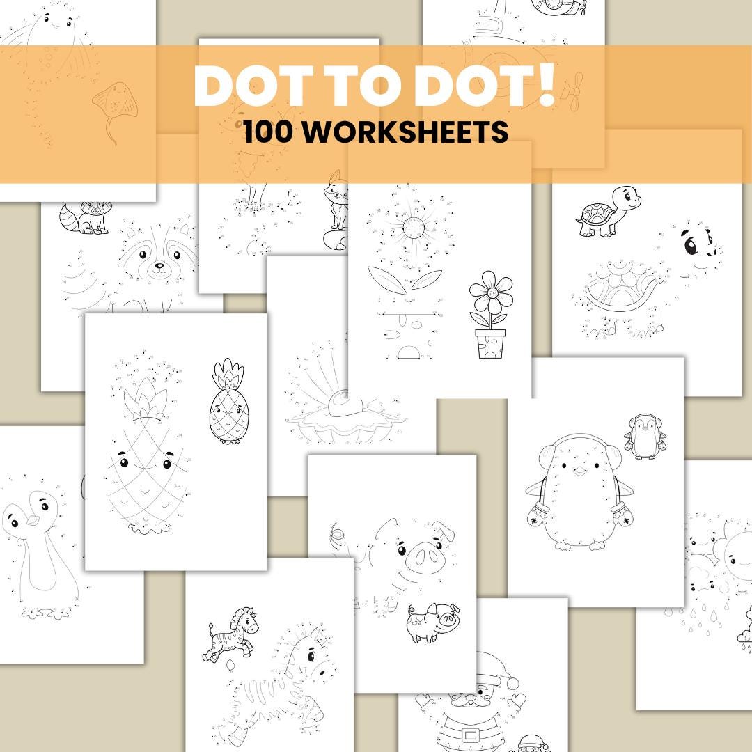 100 Dot to Dot Worksheets | Printable Connect the Dots Coloring Pages ...