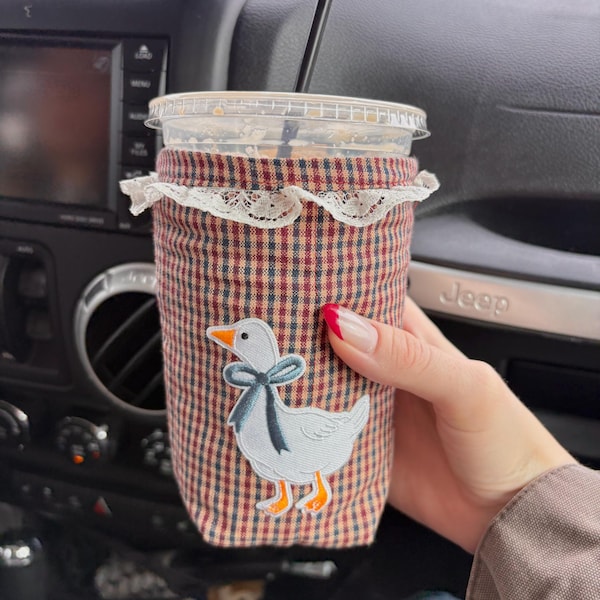 Coffee cold cup holder | vintage drink holder, iced coffee sleeve, weck jar sleeve