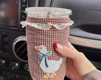 Coffee cold cup holder | vintage drink holder, iced coffee sleeve