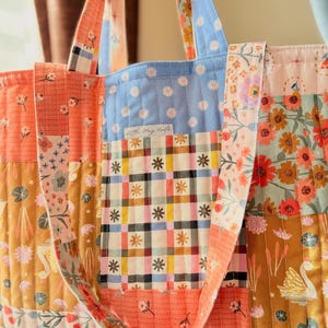 Custom Patchwork Quilted Tote Bag: Large Drawstring Travel Purse - Etsy