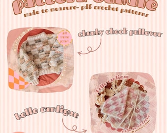 Checkered Crochet Cardigan & Pullover Pattern Bundle (PDF)