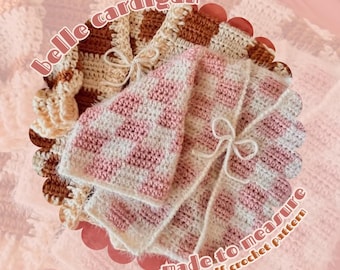 Belle Cardigan: modello all'uncinetto per papillon a quadri (PDF digitale)