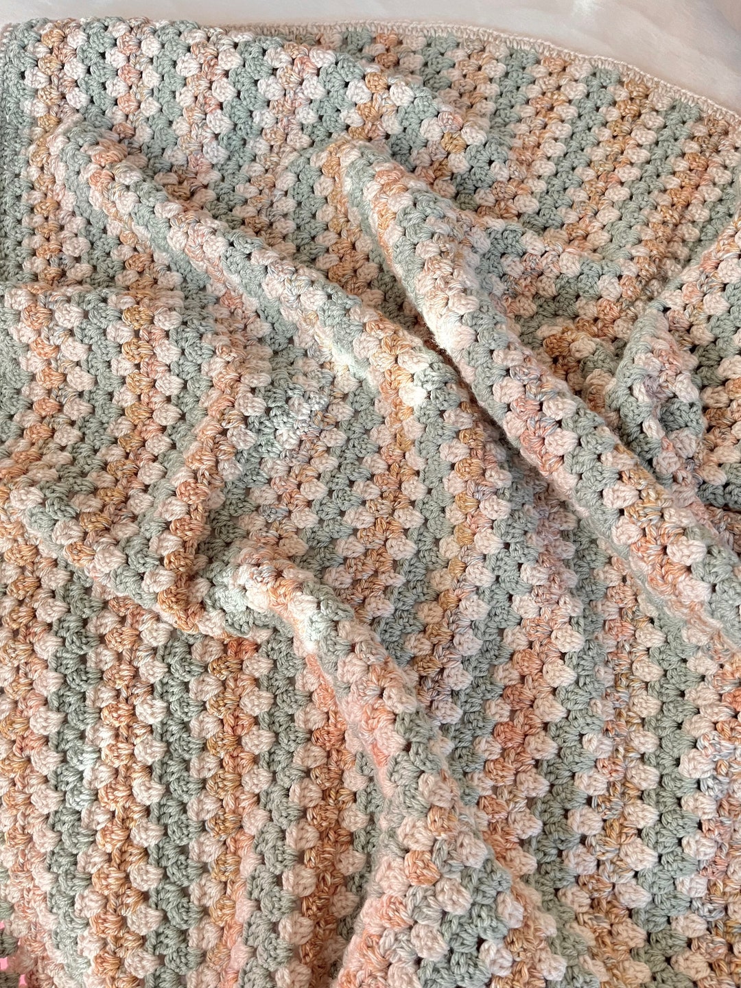 Granny Square Stripe Crochet Blanket Heirloom Baby Blankets Etsy