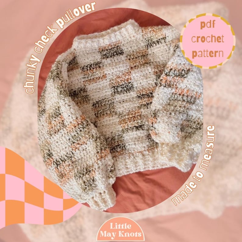 Chunky Check Pullover: Crochet Sweater Pattern (PDF) - Etsy
