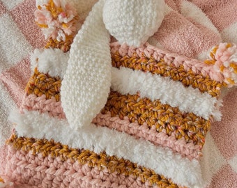 Boho bunny lovey | spring loveys, easter basket ideas, blanket lovey, crochet blanket, crochet lovey, boho baby gifts