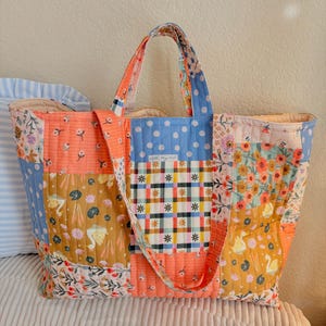 Custom Patchwork Quilted Tote Bag: Large Drawstring Travel Purse - Etsy