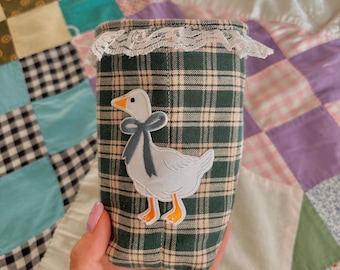 Coffee cold cup holder | vintage drink holder, iced coffee sleeve, weck jar sleeve