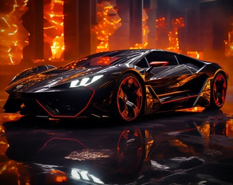 Lamborghini Desktop Wallpaper for PC, Mac, Tablet & Phone, INSTANT DOWNLOAD, Screensaver, Desktop Background, Futuristic art, 1920x1080 jpg