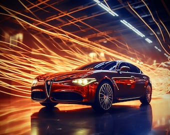 Alfa Romeo Desktop Wallpaper for PC or Mac, INSTANT DOWNLOAD, Screensaver, Desktop Background, Futuristic ai Art