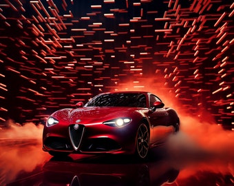 Alfa Romeo Desktop Wallpaper for PC or Mac, INSTANT DOWNLOAD, Screensaver, Desktop Background, Futuristic ai Art