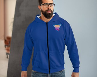 TriangleRAD Moletom com capuz e zíper com forro de lã azul royal