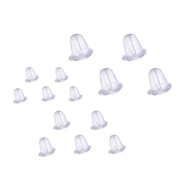 200Pcs-Clear Silicone Earring Backs Stopper, 4mm/ 5mm/ 6mm, soft backs, Jewelry accessories, Earring safety plugs, Jewelry making Supply