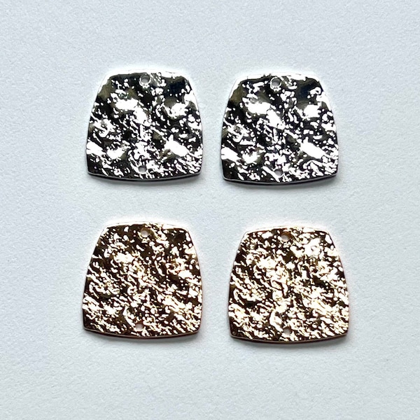 10Pcs- Wrinkled Trapezoid Shiny Brass Charm Connector, KC Gold & Rhodium, 2 holes drilled, Earring findings, components, DIY jewelry making