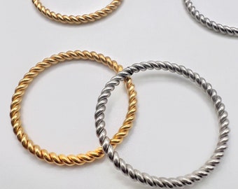 10Pcs-Stainless Steel Circle/ ring Connector, 20mm twisted rope pattern, 18k PVD Gold/ Rhodium plating, findings, components, jewelry making