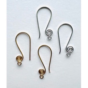 Handmade 24K Gold / Bright Silver Plated Fish/French Hooks with loop, High-quality unique french hooks for jewelry making, jewelry supplies