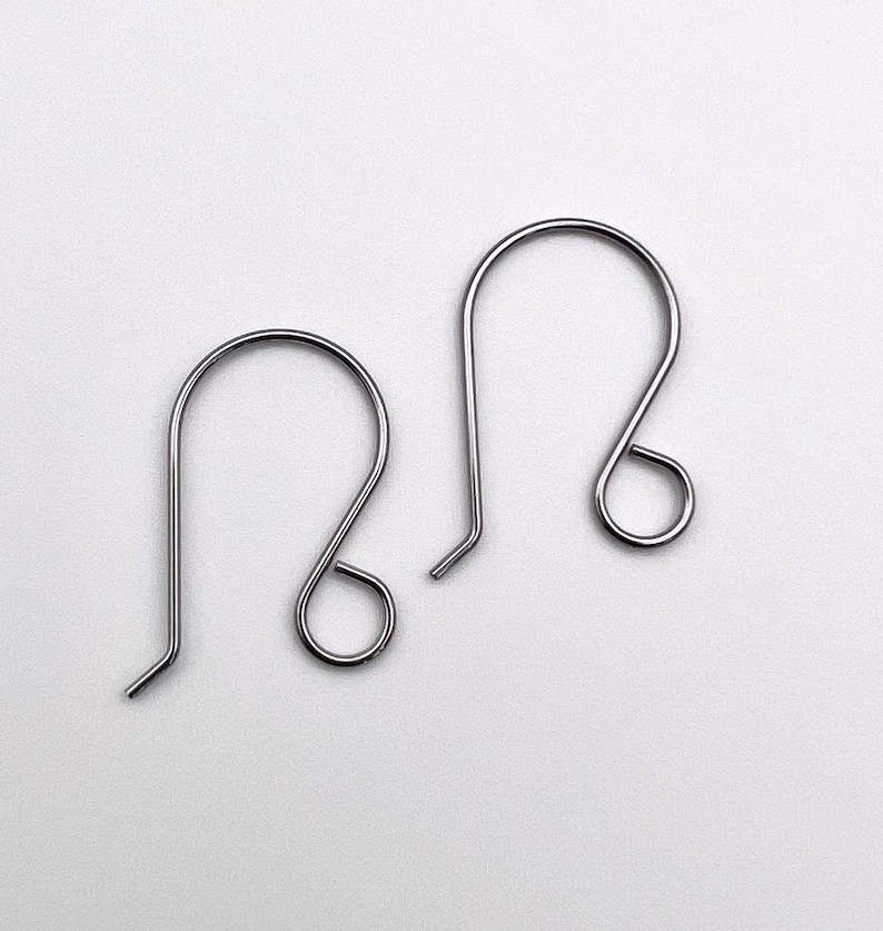 May include: Two silver earring hooks, each with a small loop at the end.