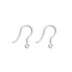 May include: Two clear, curved earring hooks. Each hook has a rounded top, a curved middle section, and a small loop at the bottom. The hooks are made of a transparent material and are set against a white background.