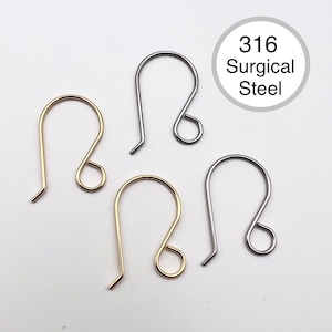 316 Surgical Grade Stainless Steel Earring Hooks with XL Loop Style A, No jumpring needed, Fish Hook, Earring Finding, Jewelry Making Supply