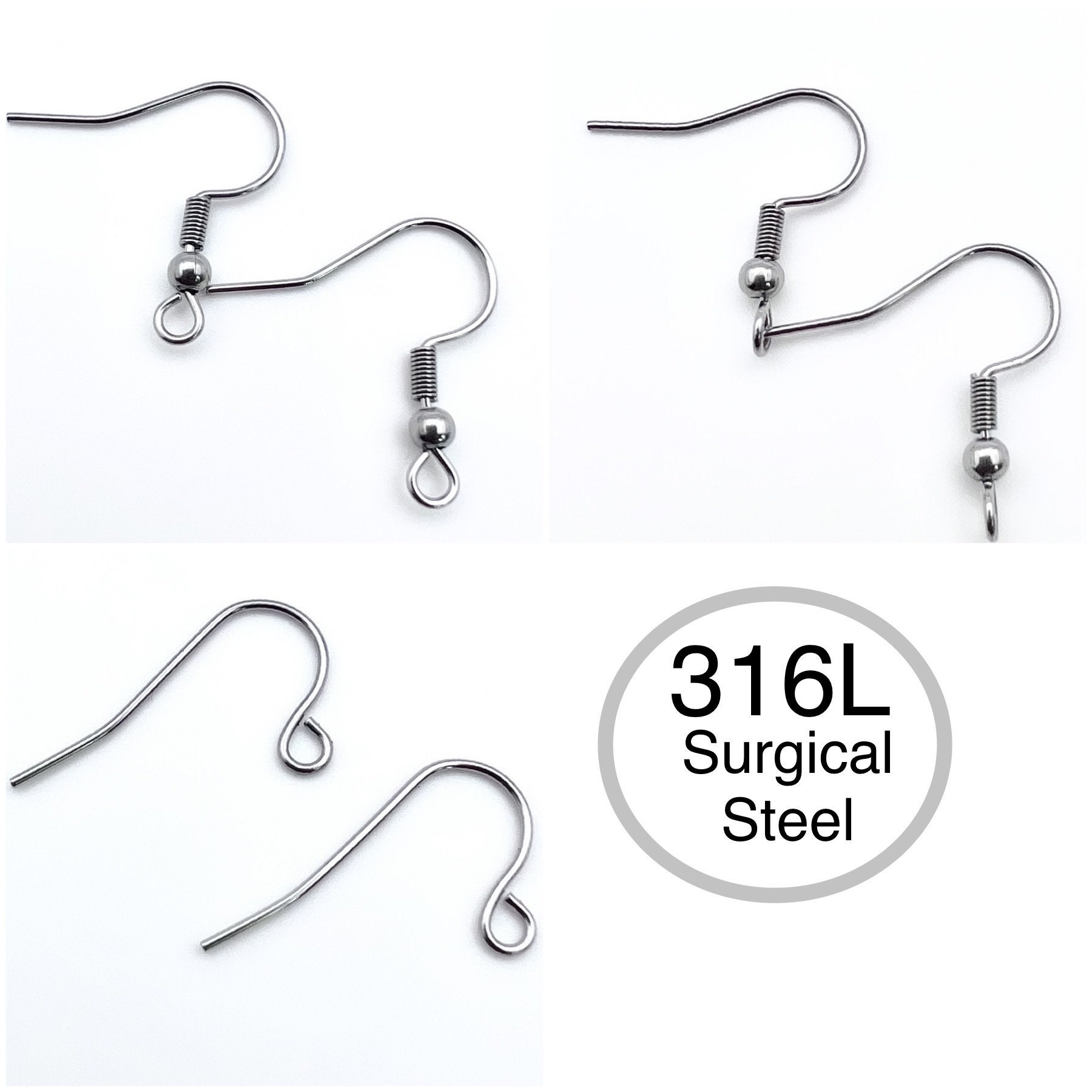 50pcs 316L Surgical Stainless Steel Earring Hooks 15x19mm Gold