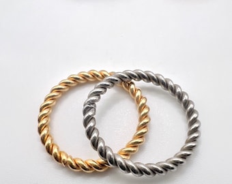 10Pcs-17mm Stainless Steel Circle/ Ring Connector, twisted rope pattern, 18k PVD Gold/ Steel color, findings, components, jewelry making