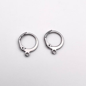 May include: Two silver earring hooks with a small loop at the bottom. The hooks are designed to be used with a variety of earring styles.