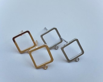 10 stuks - NIEUWE holle vierkante lichtgewicht oorbellen met messing stift, 18K goud/rhodium plating, roestvrijstalen pin, benodigdheden voor het maken van sieraden, vinden