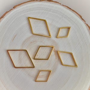 10Pcs- Stainless Steel Rhombus/ diamond blank Charm Connector, 18k PVD Gold plated/ steel color, Earring findings, 3 sizes available, supply