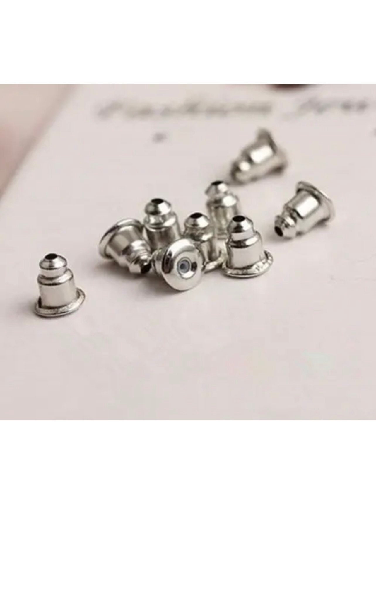 100 Pieces Stainless Steel Earring Back 4x6mm Silver Tone Metal