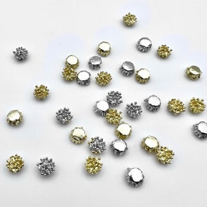 20Pcs- Bright Yellow Gold/Rhodium plated Flower, Flower stamen beads, Metal flower center, Jewelry findings, charms, component, supply