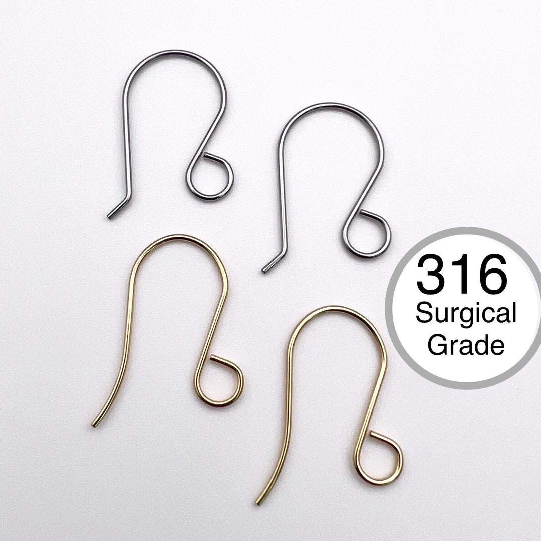 316 Surgical Grade Stainless Steel Earring Hooks With XL Loop Etsy
