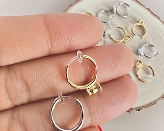 Chiusura a clip/senza foro in ottone e plastica di alta qualità con fermaglio a proiettile, oro/argento, ipoallergenica, per gioielleria, 10 pezzi