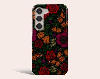 Butterfly Phone Case Aesthetic Floral Phone Cover Fit for Samsung Galaxy S25 S24 Ultra S23 Ultra S23 Plus S22 Ultra S20 FE Note 20 Ultra