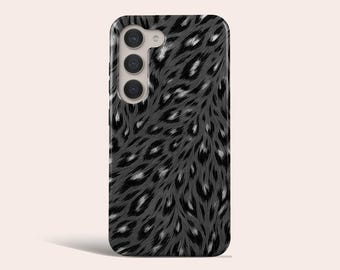 Black Leopard Print Phone Case Aesthetic Animal Print Phone Cover Fit for Samsung Galaxy S25 Plus S24 Ultra S23 Plus S22 S20 FE Note 20
