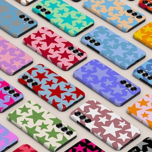 Custom Stars Color Phone Case Minimalist Retro Stars Pattern Phone Cover Fit for Samsung Galaxy S25 Ultra S24 S23 S22 S21 FE A16 A14 image 1