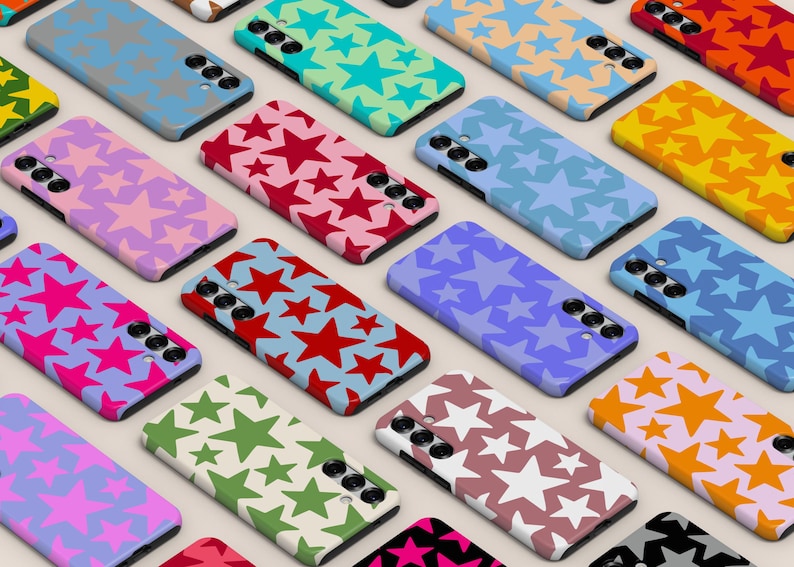 Custom Stars Color Phone Case Minimalist Retro Stars Pattern Phone Cover Fit for Samsung Galaxy S25 Ultra S24 S23 S22 S21 FE A16 A14 image 1