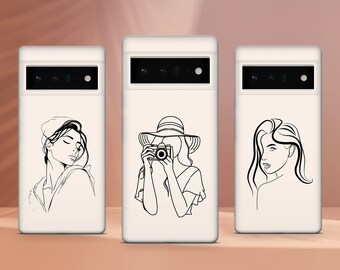 Funda para teléfono con diseño de una sola línea para mujer, compatible con Google Pixel 9A, 9 Pro XL, 8A, 8 Pro, 8, 7A, 7 Pro, 7, 6A, 6 Pro, 3A, 4A, Huawei 30 y OnePlus 10.